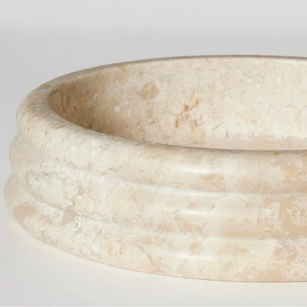 Studio McGee Threshold Round Marble Bowl Tray Beige Cream BRAND NEW